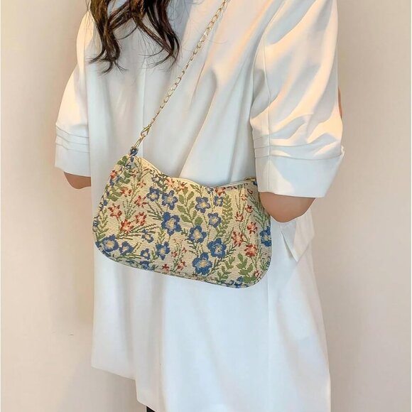 Elegant Women's Floral Shoulder Bag with Chain Strap - Perfect for Everyday Use - Picture 7 of 7